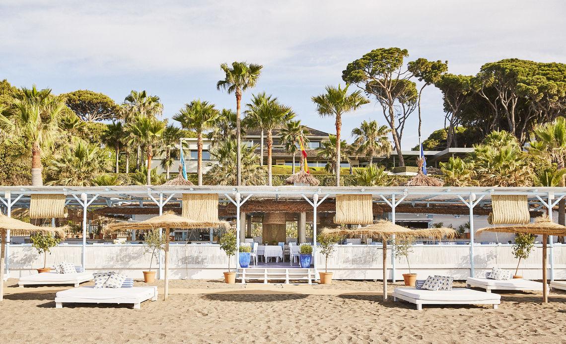 Marbella Club Hotel Beachfront resortview Loungbeds on the beach
