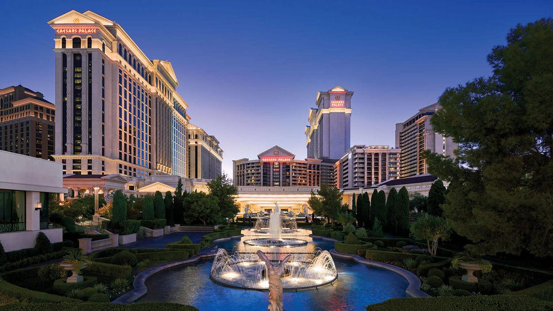 caesars palace property exterior and fountain